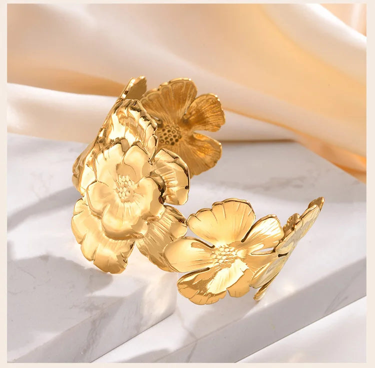 Floral Cuff Bracelet - Lilika s7a95ac3f7f6b462891c0dc783683b8a72.jpg