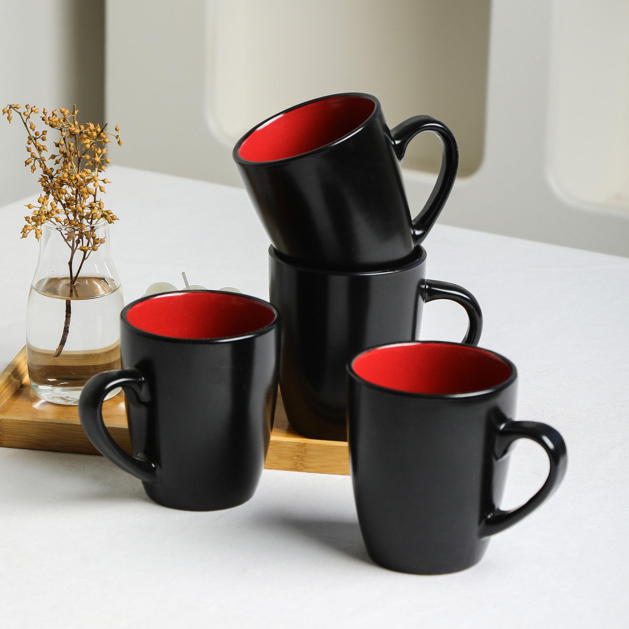 monxra stoneware dinnerware set with pasta bowls red and black monxra stoneware dinnerware set with pasta bowls red and black