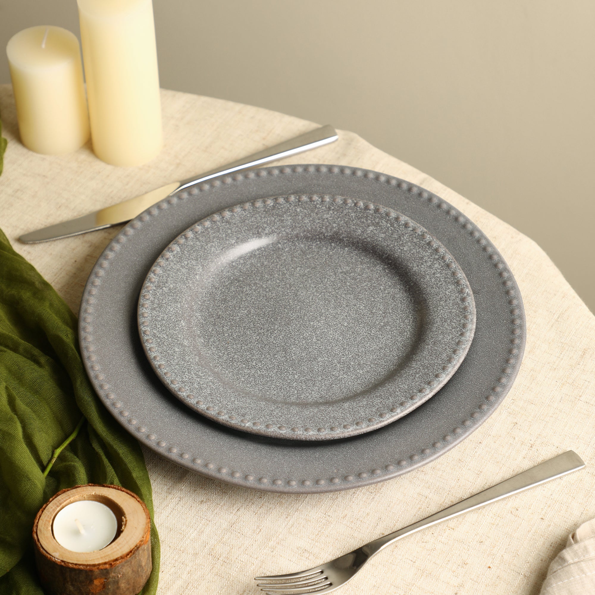 monxra stoneware salad plate set grey