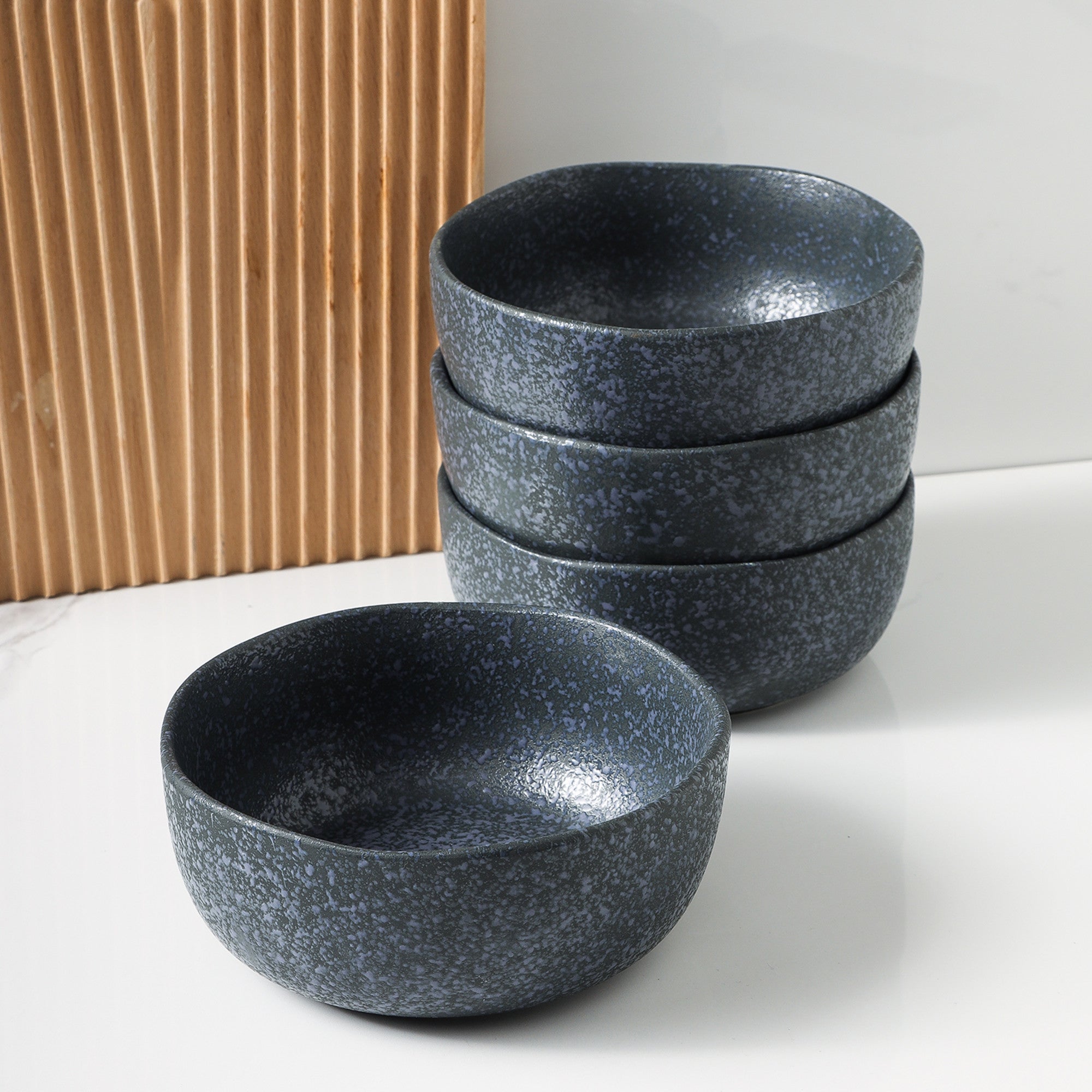 monxra stoneware bowl gray and blue reflection