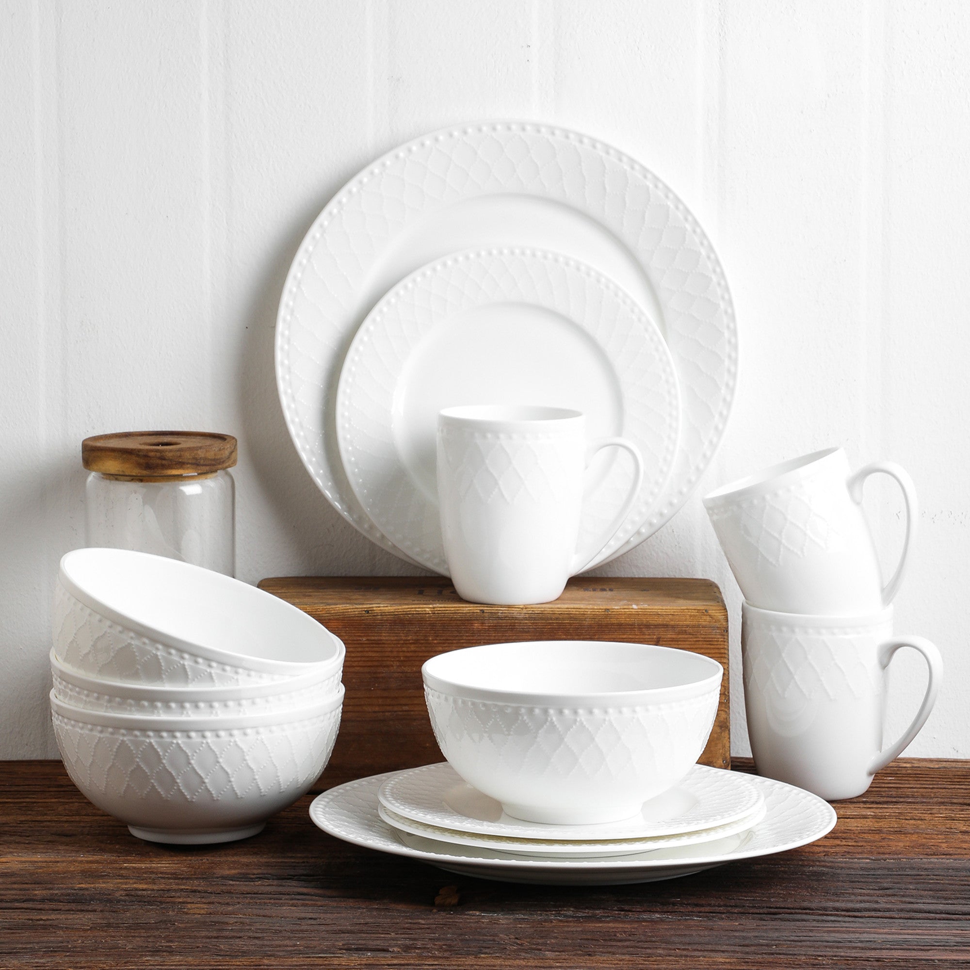 monxra bone china dinnerware set white