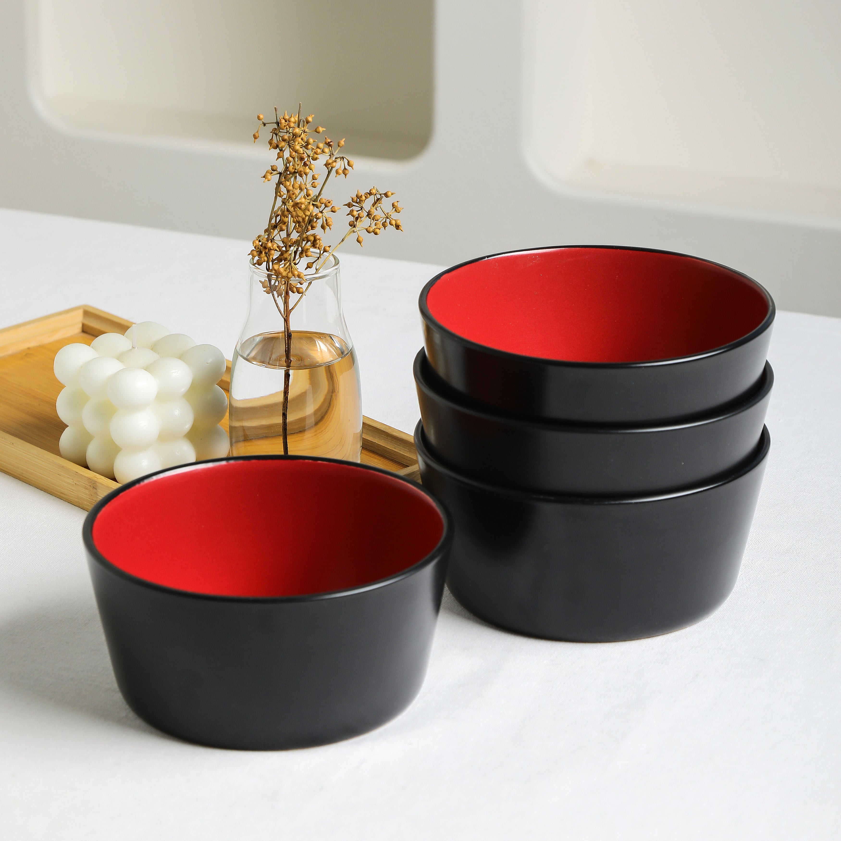monxra stoneware dinnerware set with pasta bowls red and black monxra stoneware dinnerware set with pasta bowls red and black