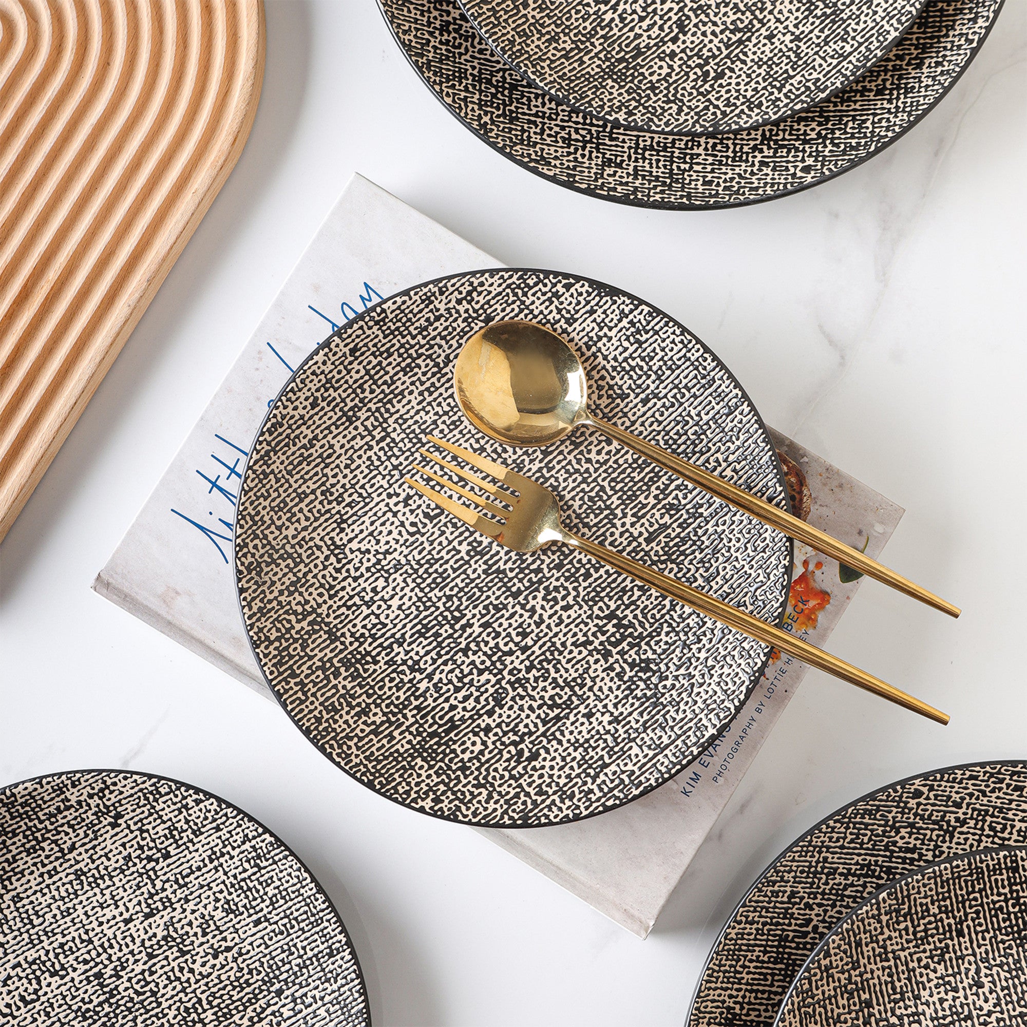 monxra stoneware salad plate brown and black monxra stoneware salad plate brown and black