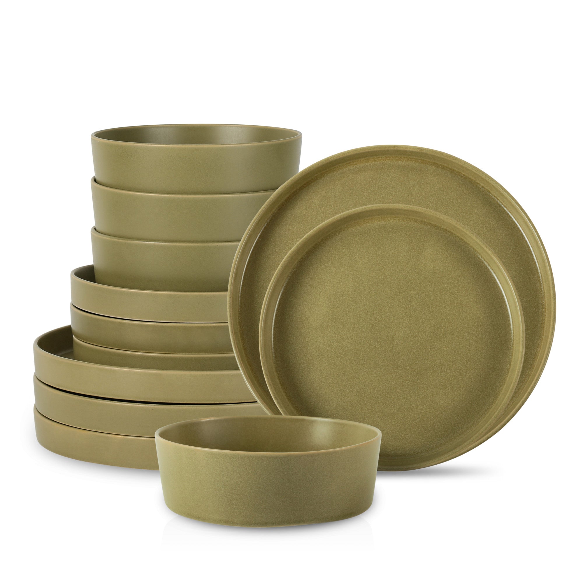 monxra stoneware dinnerware set green