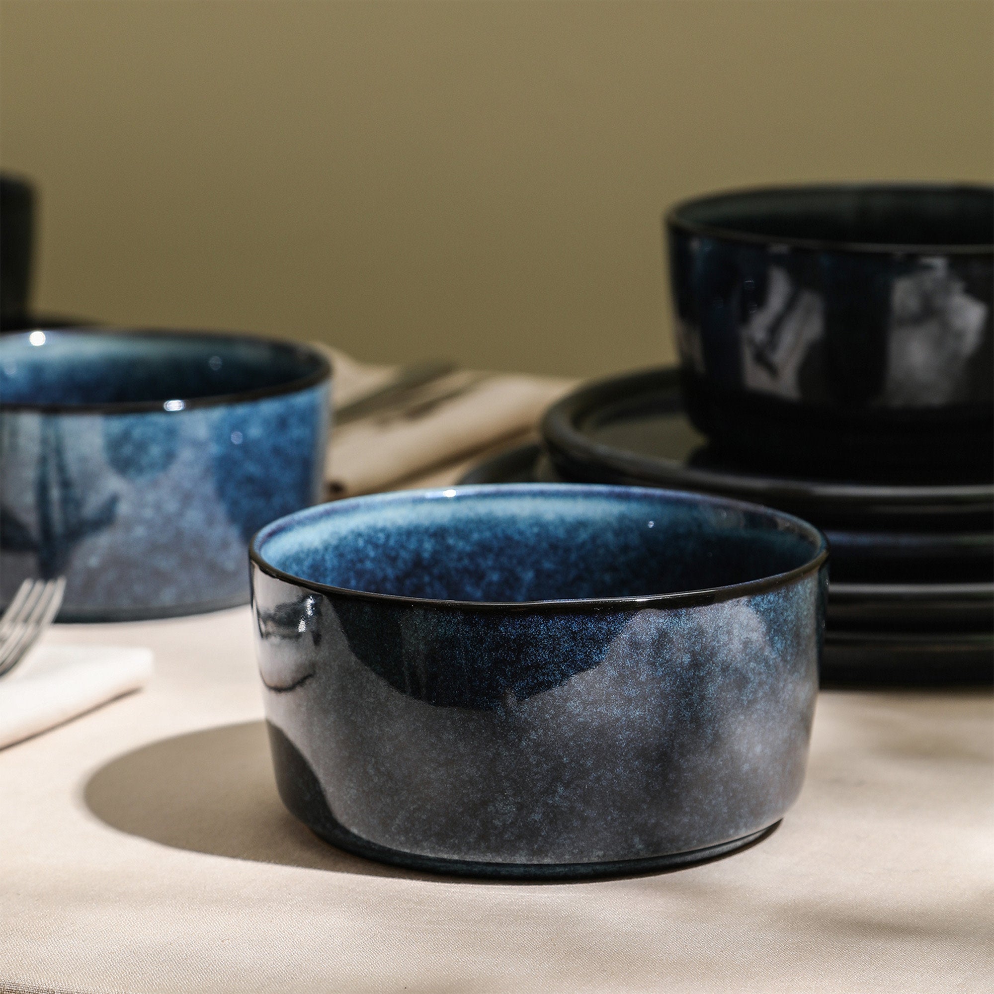 monxra stoneware bowl dark blue