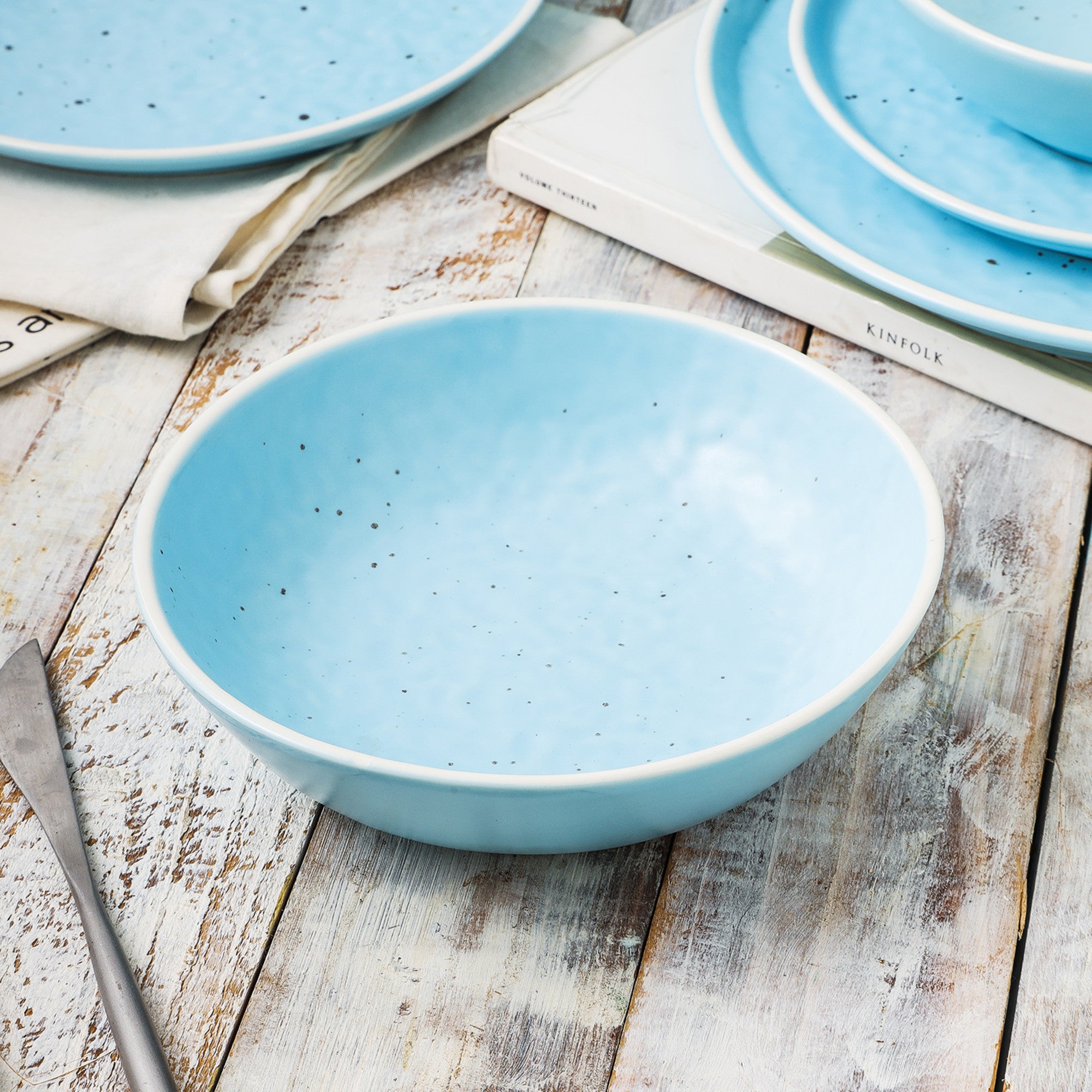 monxra stoneware bowl blue