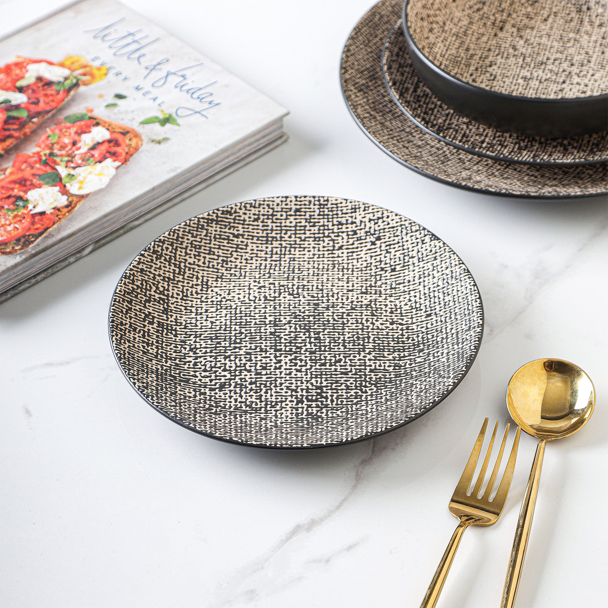 monxra stoneware salad plate brown and black monxra stoneware salad plate brown and black